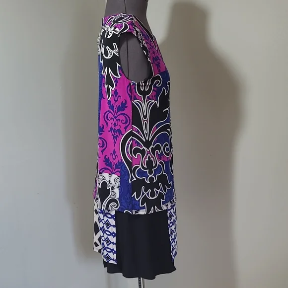 SZ4 Joseph Ribkoff Multicolor Patterned Mini Dress Style Tunic - Picture 6 of 10